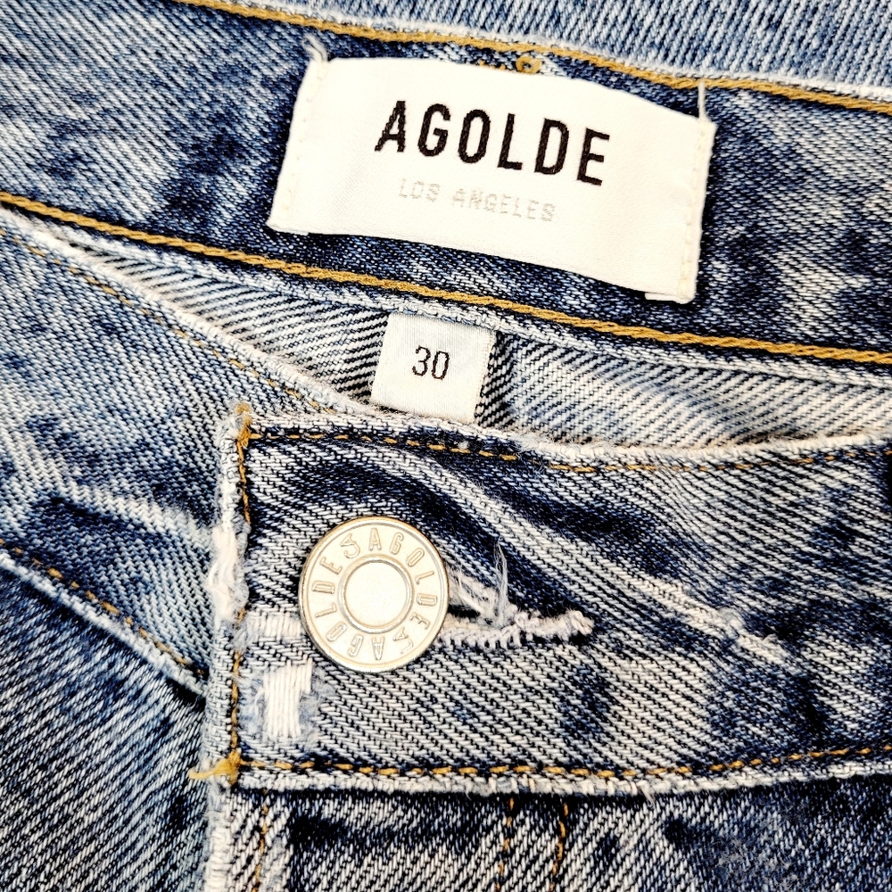 AGOLDE Relaxed Boot Bootcut Raw Hem Vintage Wash Button Fly Denim Jeans Size 30 - Picture 7 of 12